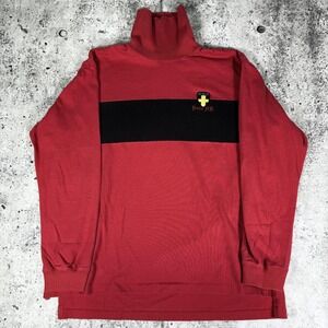 Polo Ralph Lauren Sweater Mens XL Red Black Turtleneck Stripe Crest Pullover